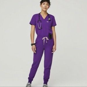 Figs Zamora High Waisted Scrub Pant in Magic Purple